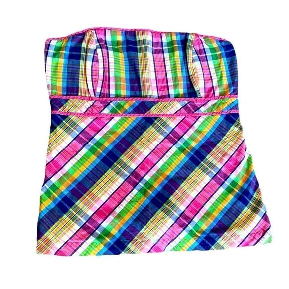 Lily Pulitzer Plaid Strapless Top Size 4 - Picture 1 of 6